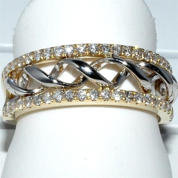 Gold and Silver Twisted Anniversary Ring - Picture 1 of 4